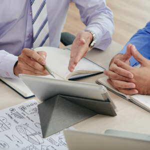 Colleague discussing ideas